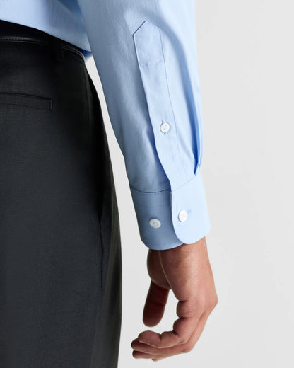 Organic Cotton Stretch Poplin Dress Shirt - S / White/Navy Minigrid