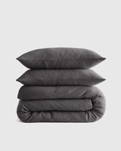 Organic Cotton Gauze Duvet Cover Set - Twin / Dried Sage