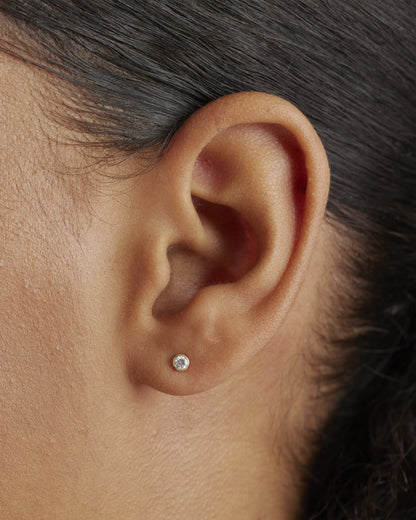 14K Gold Natural Diamond Tiny Bezel Studs - One Size / Yellow Gold