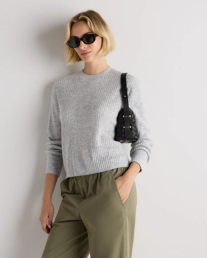 Lightweight Baby Alpaca Ribbed Crewneck - XS / Smoked Charcoal