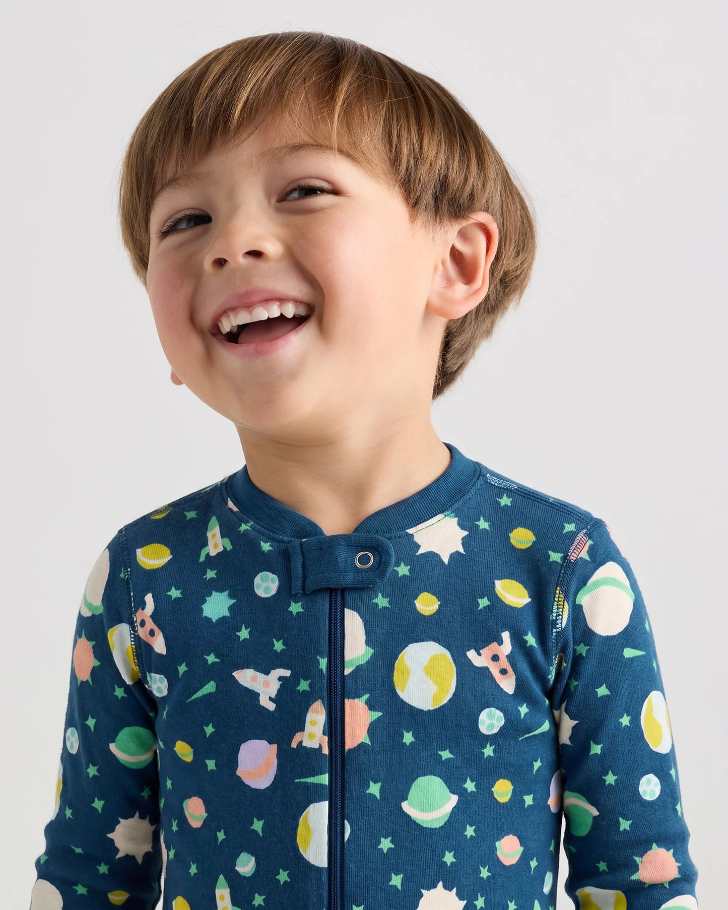 100% Organic Cotton One Piece Pajama - 2T / Navy Stripe