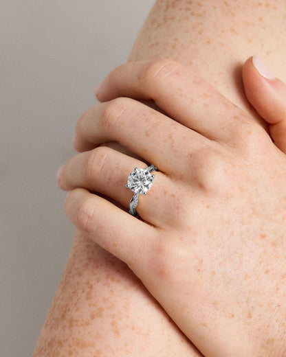 Lab Grown Diamond Round Twisted Engagement Ring - 3ct - 4 / Yellow Gold