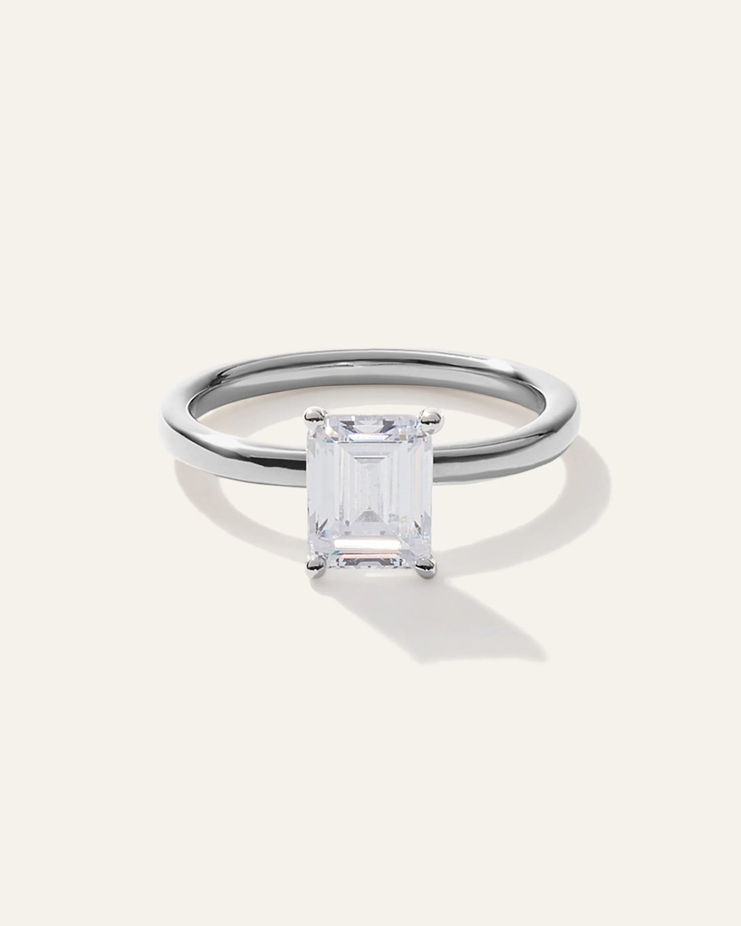 Lab Grown Diamond Emerald Comfort Fit Engagement Ring - 2ct - 4 / Yellow Gold