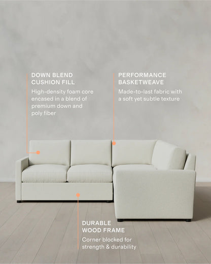 Brennan L Sectional in Performance Basketweave - 99x99 / Flax