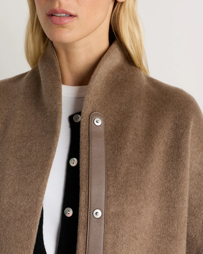 100% Mongolian Cashmere Double-Faced Cocoon Coat - XS / Black