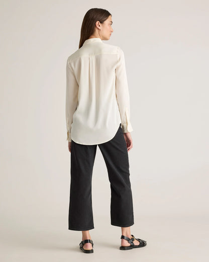 Washable Stretch Silk Blouse - XS / Moonstone Blue