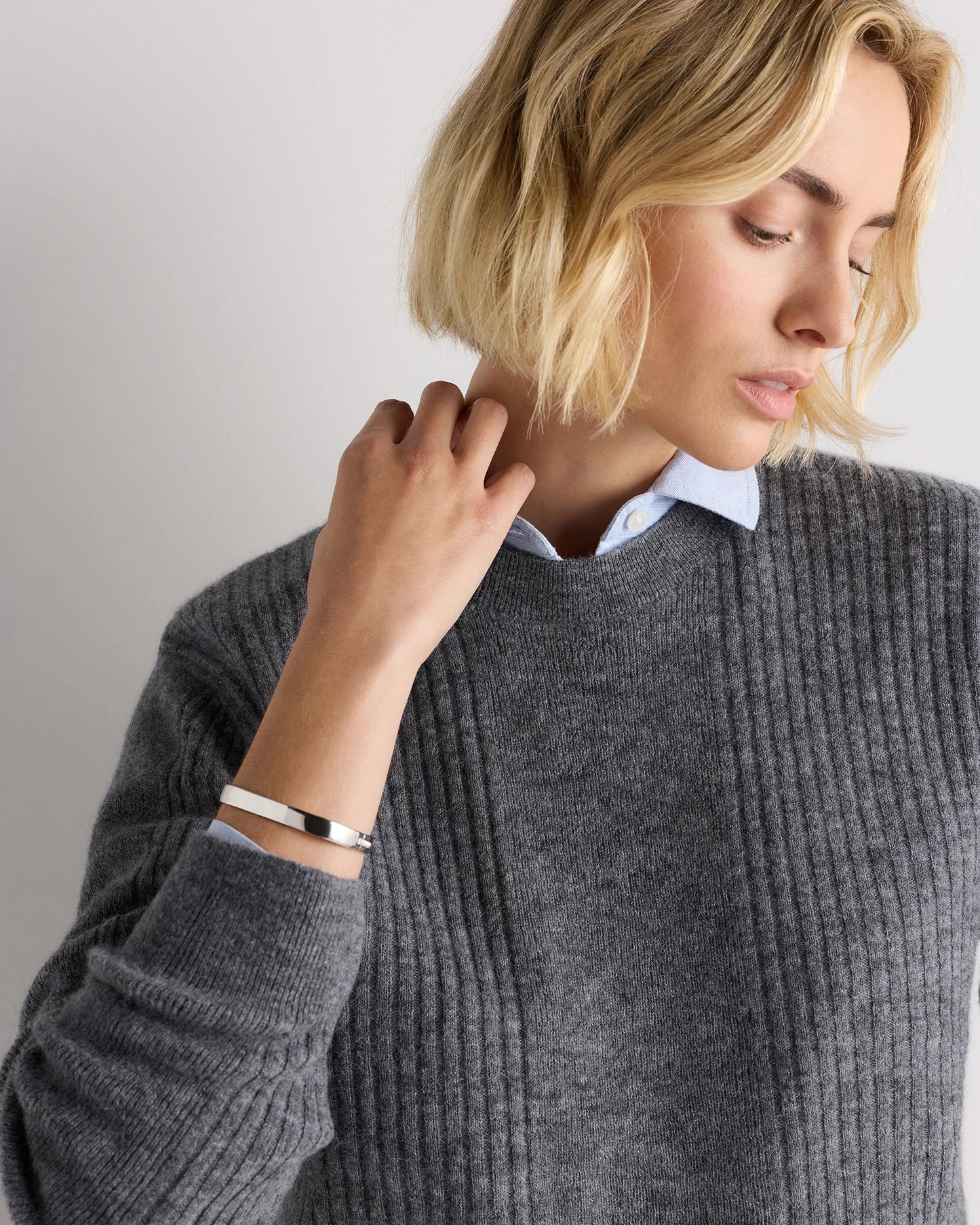 Lightweight Baby Alpaca Ribbed Crewneck - XS / Smoked Charcoal
