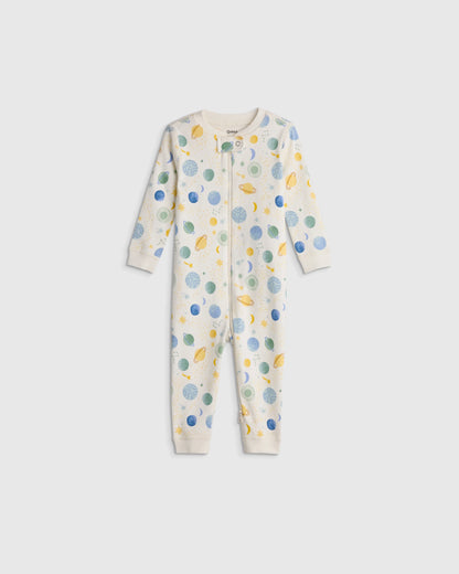 100% Organic Cotton One Piece Pajama - 0-3M / Navy Stripe