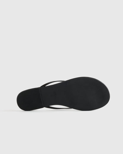 Italian Leather Flip Flops - 5 / Black