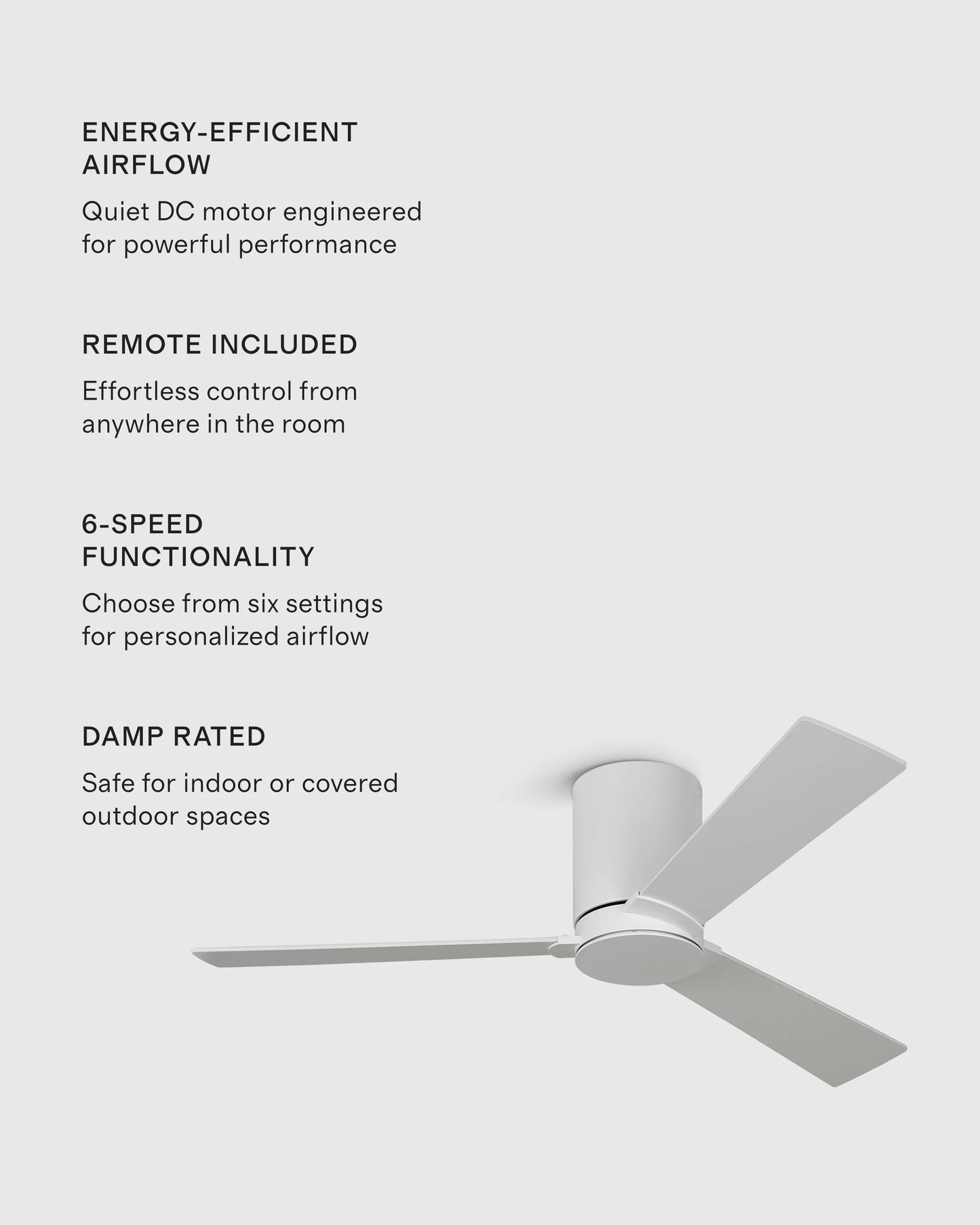 Minimalist Hugger Wood Blade Ceiling Fan - 44" / White