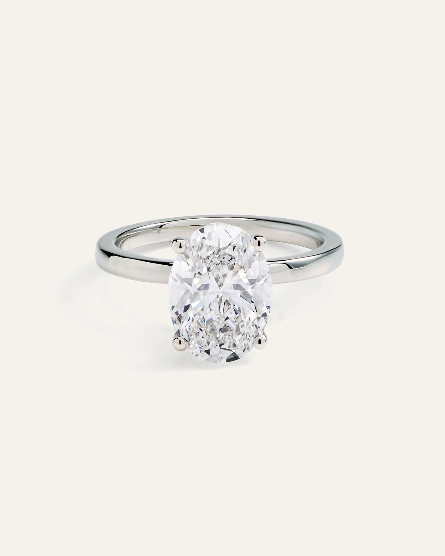 Lab Grown Diamond Oval Comfort Fit Engagement Ring - 3ct - 4 / Yellow Gold