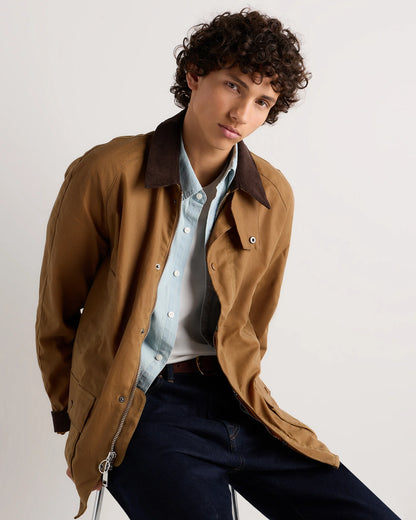 Organic Waxed Cotton Barn Jacket - S / Rustic Olive