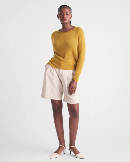 Mongolian Spring Cashmere Boatneck Sweater - XS / Spicy Mustard
