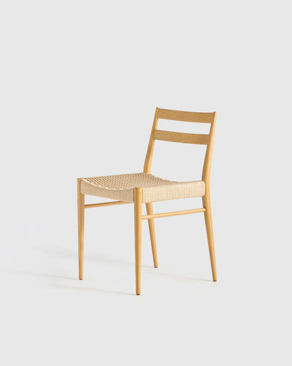 Solid Oak Dining Chair with Paper Cord Seat (Set of 2) - Set of 2 / Light Oak