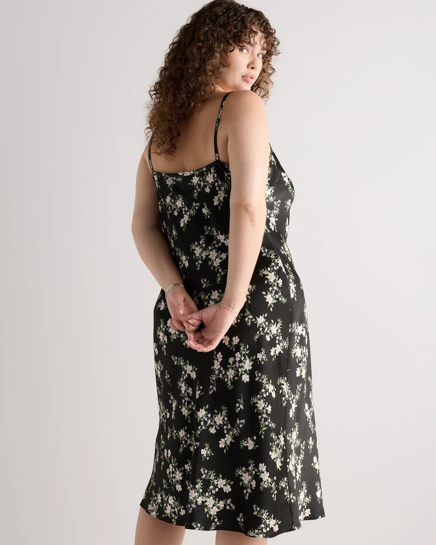 100% Washable Silk Slip Dress - 1X / Champagne