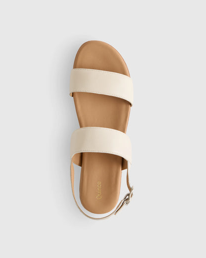 Italian Leather Platform Sandal - 5 / Bone