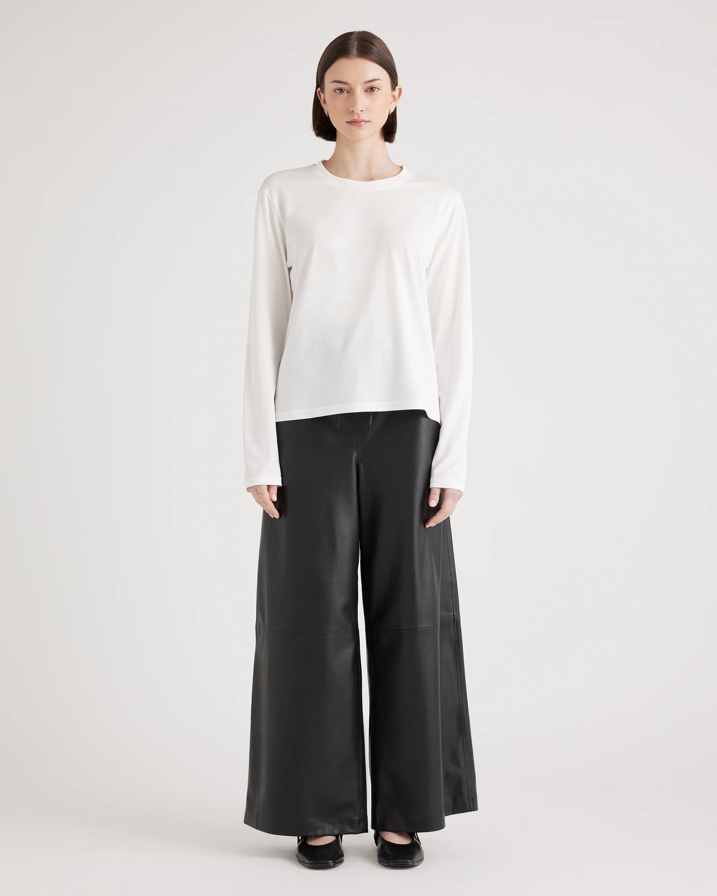 Cotton Modal Relaxed Long Sleeve Tee - XS / Black