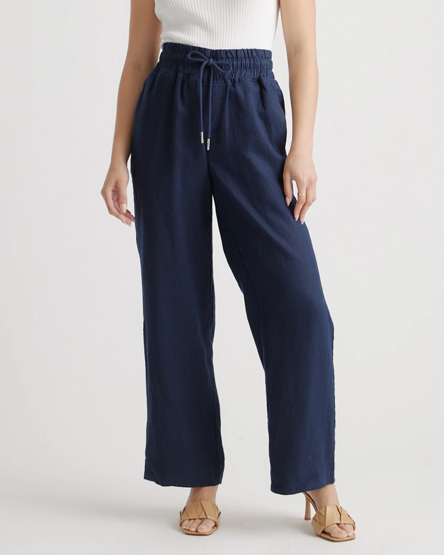 100% European Linen Wide Leg Pants - XS / Bayberry Olive