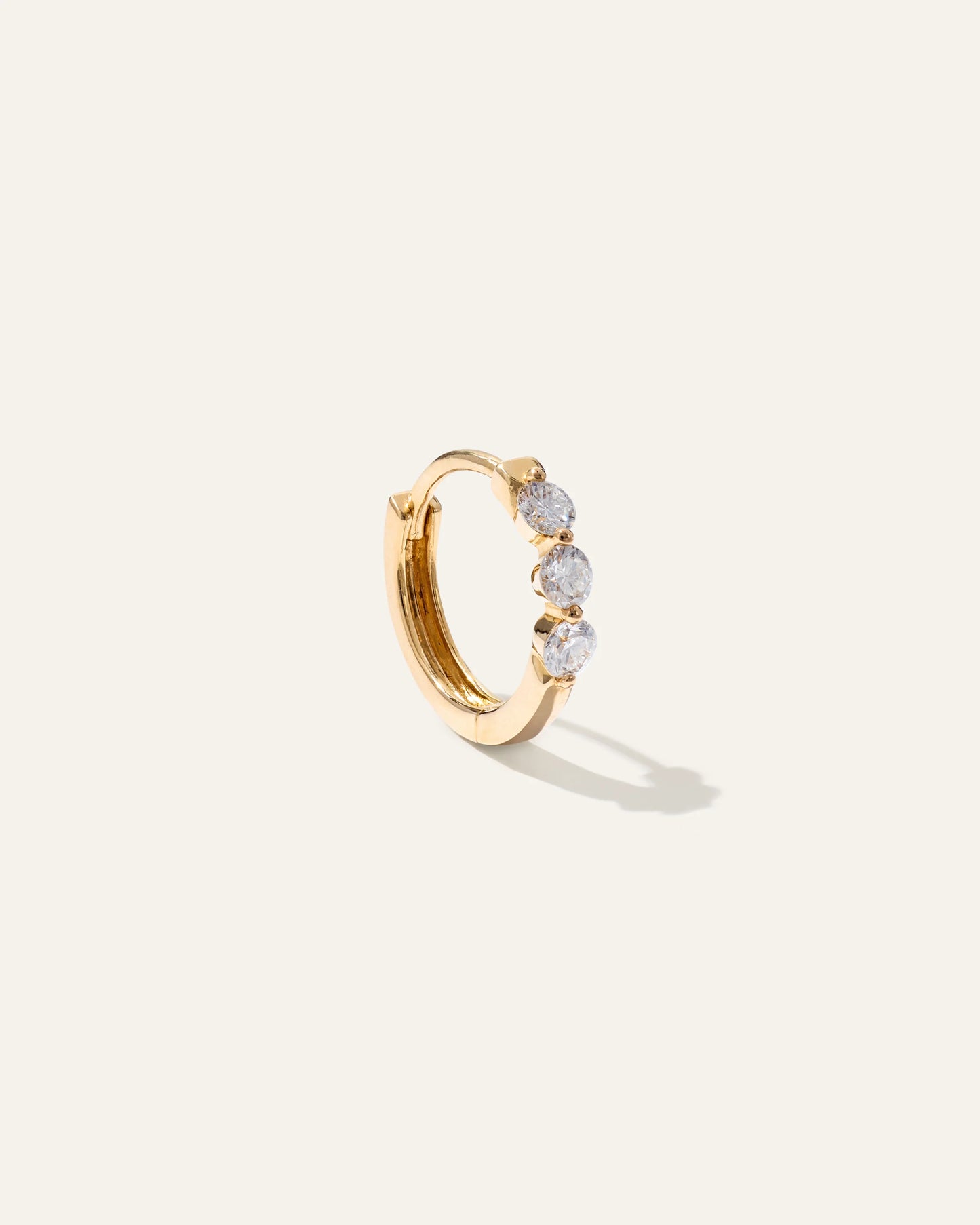 14K Gold Lab Grown Diamond Shared Prong Huggie - One Size / Yellow Gold