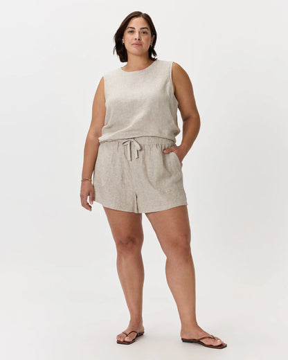 100% European Linen Shorts - 1X / Classic Mini Gingham