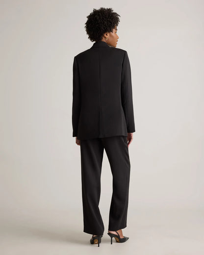 Stretch Crepe Relaxed Double-Breasted Blazer - XS / Sand