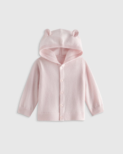 Washable Cashmere Hooded Cardigan - 0-3M / Oatmeal