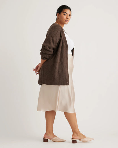 Mongolian Cashmere Oversized Boyfriend Cardigan Sweater - 1X / Camel
