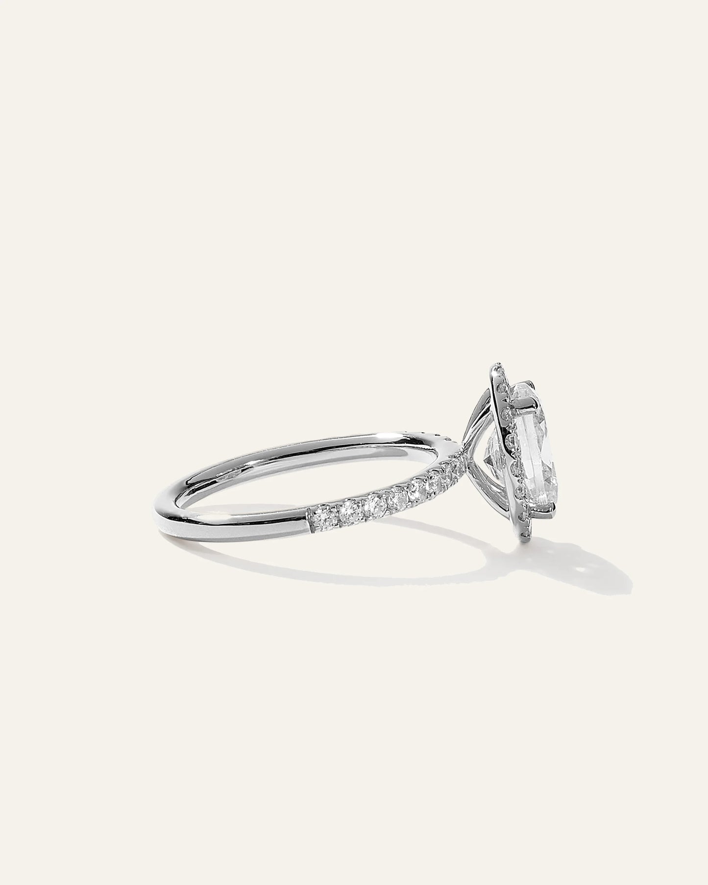 Lab Grown Diamond Oval Halo Pave Engagement Ring - 1.50ct - 4 / Yellow Gold