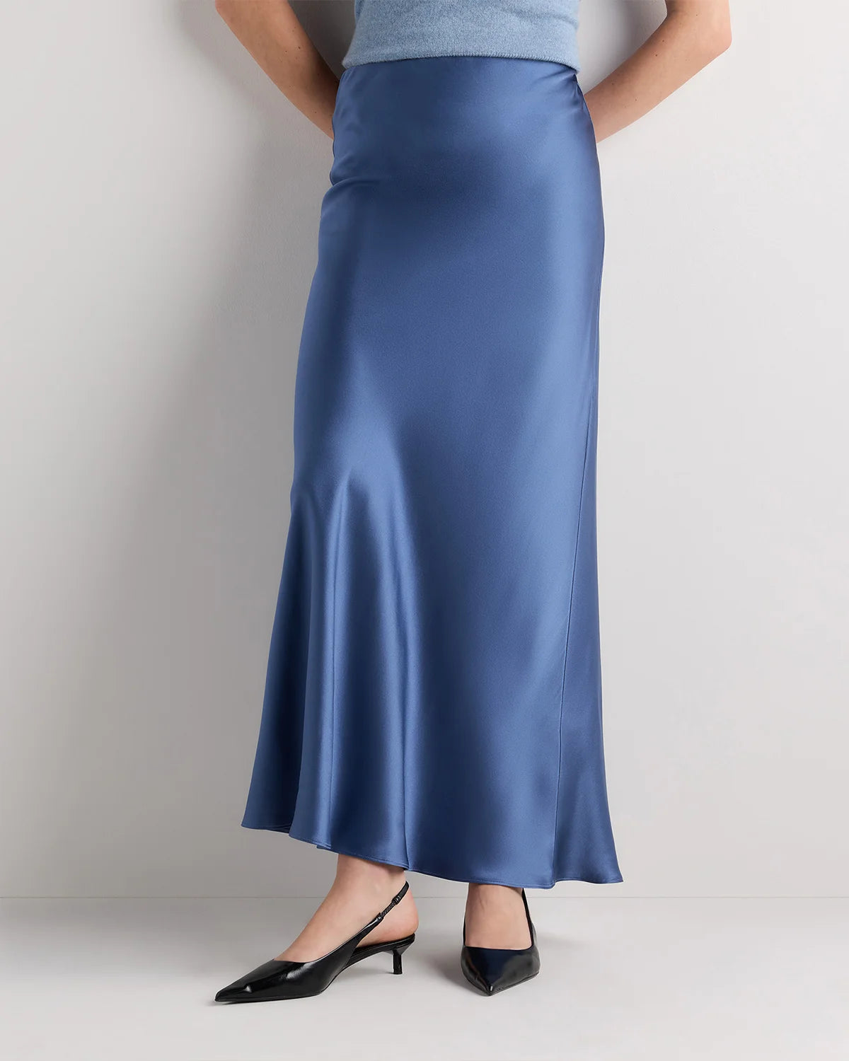 100% Washable Silk Maxi Skirt - XS / Champagne