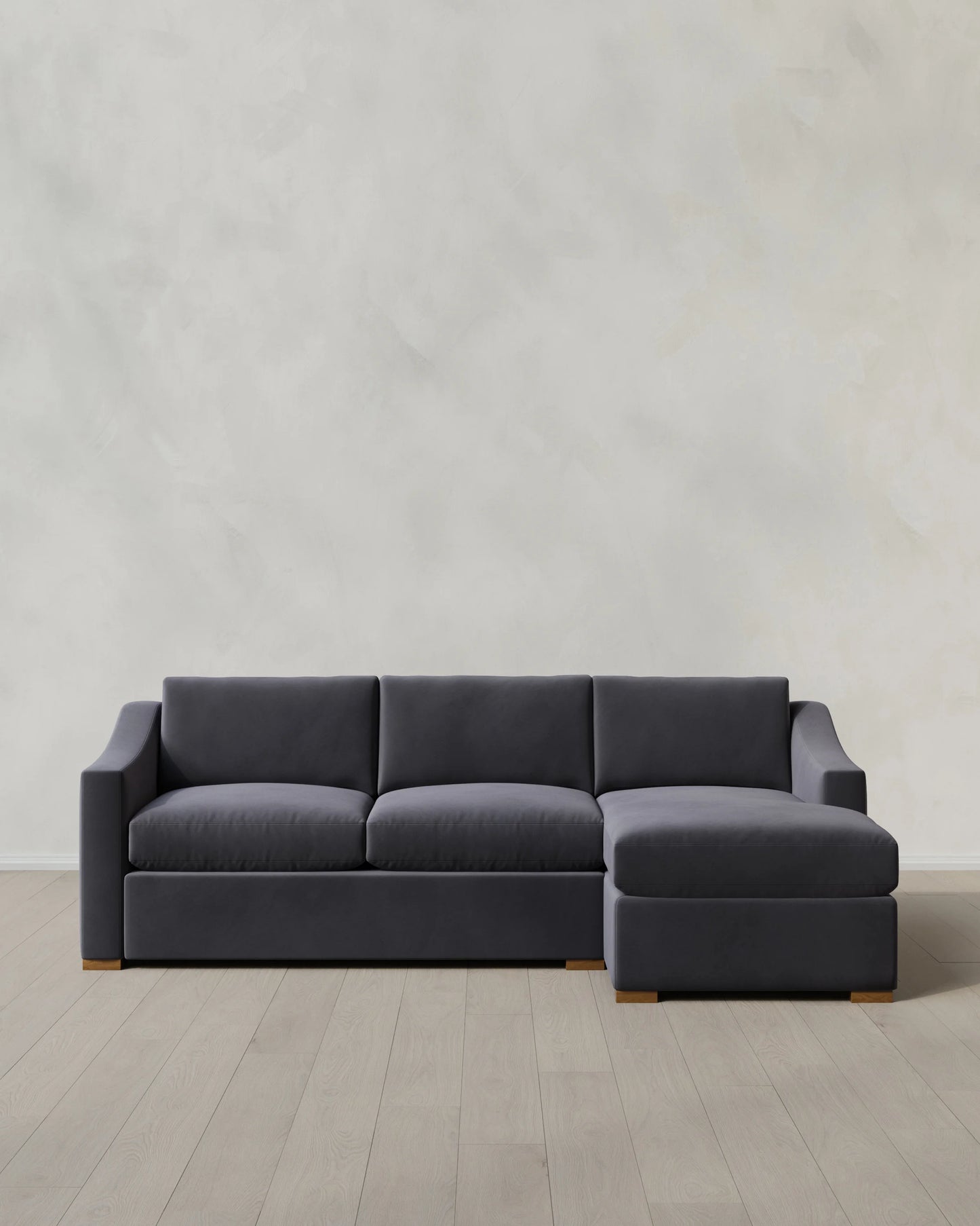 Hollis Slope Arm Chaise Sectional in Performance Velvet - 104" Right Arm / Spruce
