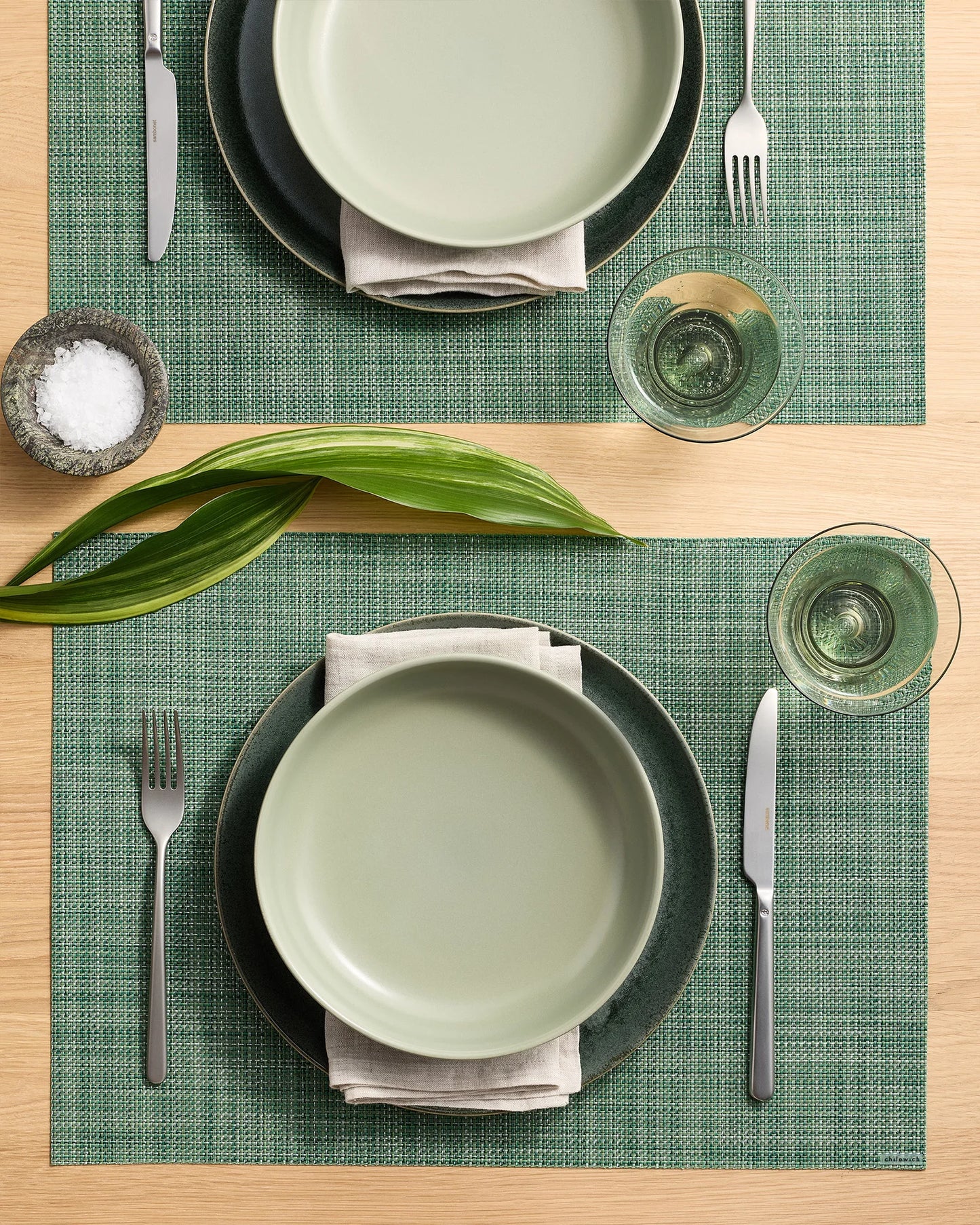 Mini Basketweave Easy-Care Rectangular Placemat, Set of 4 by Chilewich - One Size / Parchment