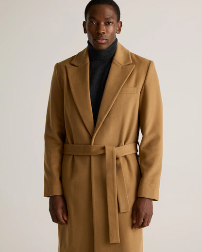 Italian Wool Belted Overcoat - S / Caramel