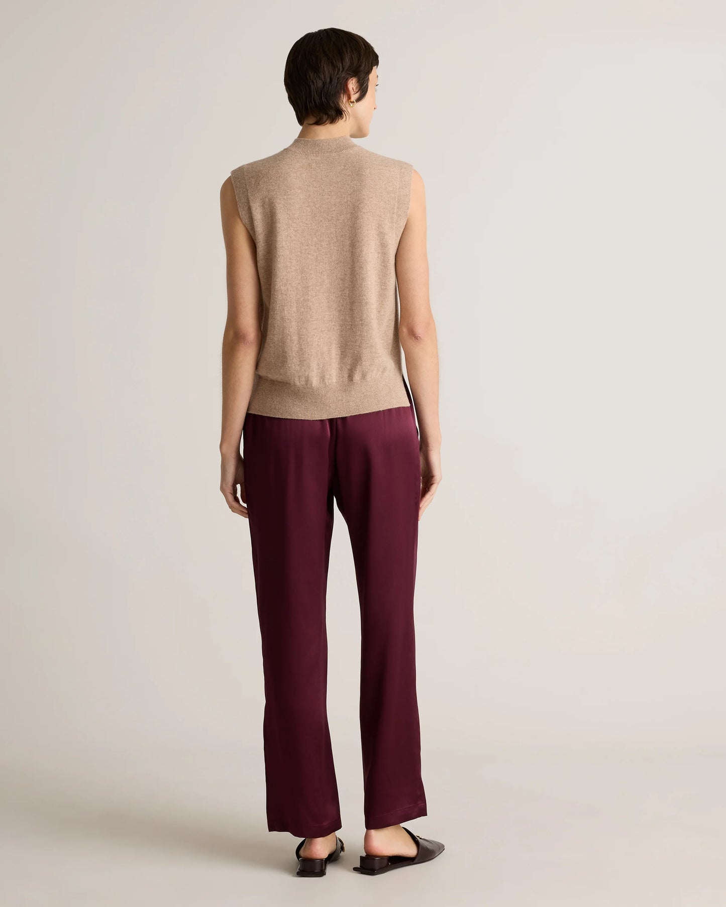 100% Washable Silk Drawstring Wide Leg Pants - XS / Black
