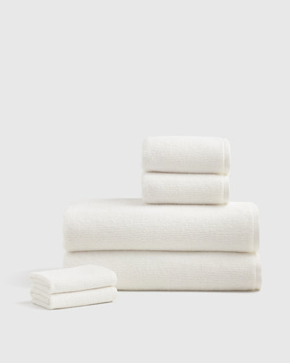 Turkish Ribbed Quick Dry Bath Sheet Bundle - One Size / Mineral
