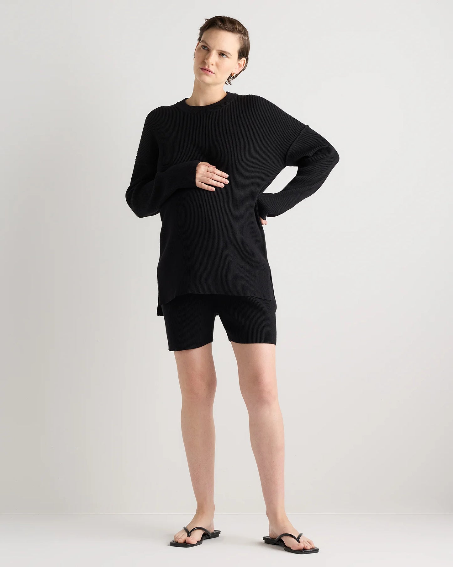 Cotton Cashmere Maternity Knit Shorts - XS / Mocha Heather