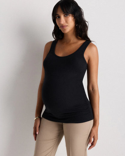 Bamboo Rib Maternity Scoop Neck Tank - XS / Deep Navy