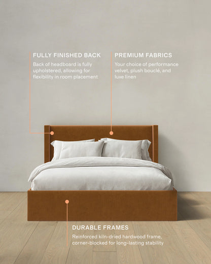 Wingback Bed in Performance Velvet - Full / Butterscotch