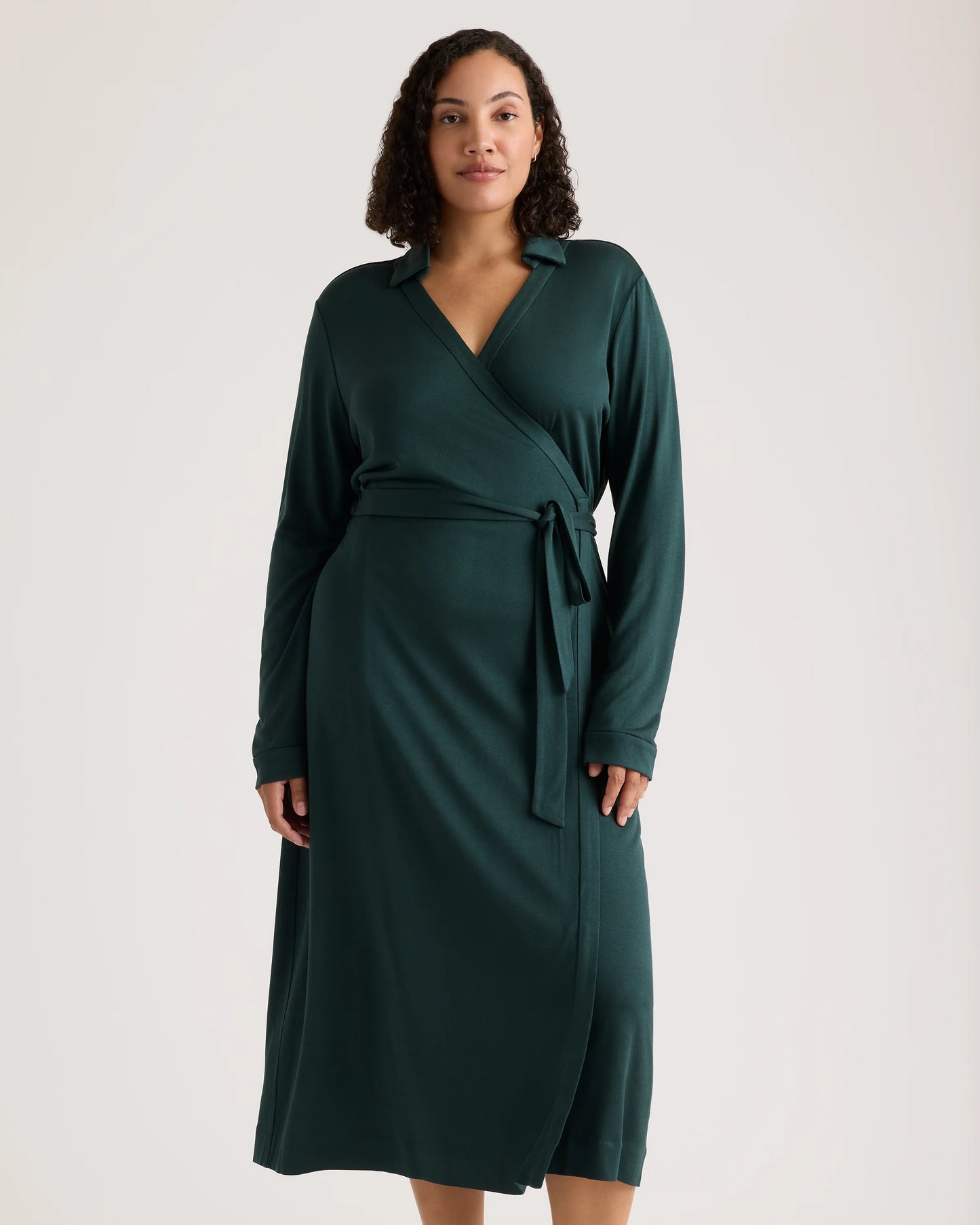 100% Silk Jersey Midi Wrap Dress - XS / Crimson Prism