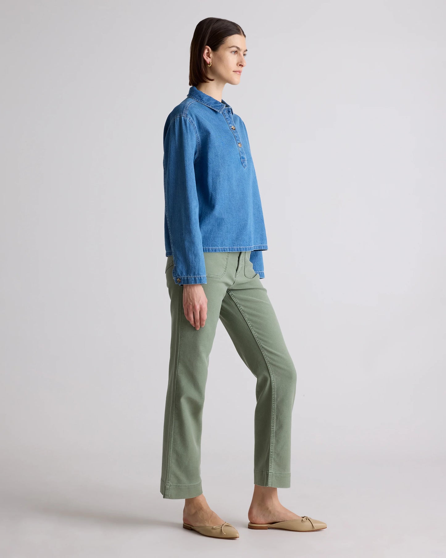 French Terry Wide Leg Pants - 0 / Bayberry Olive