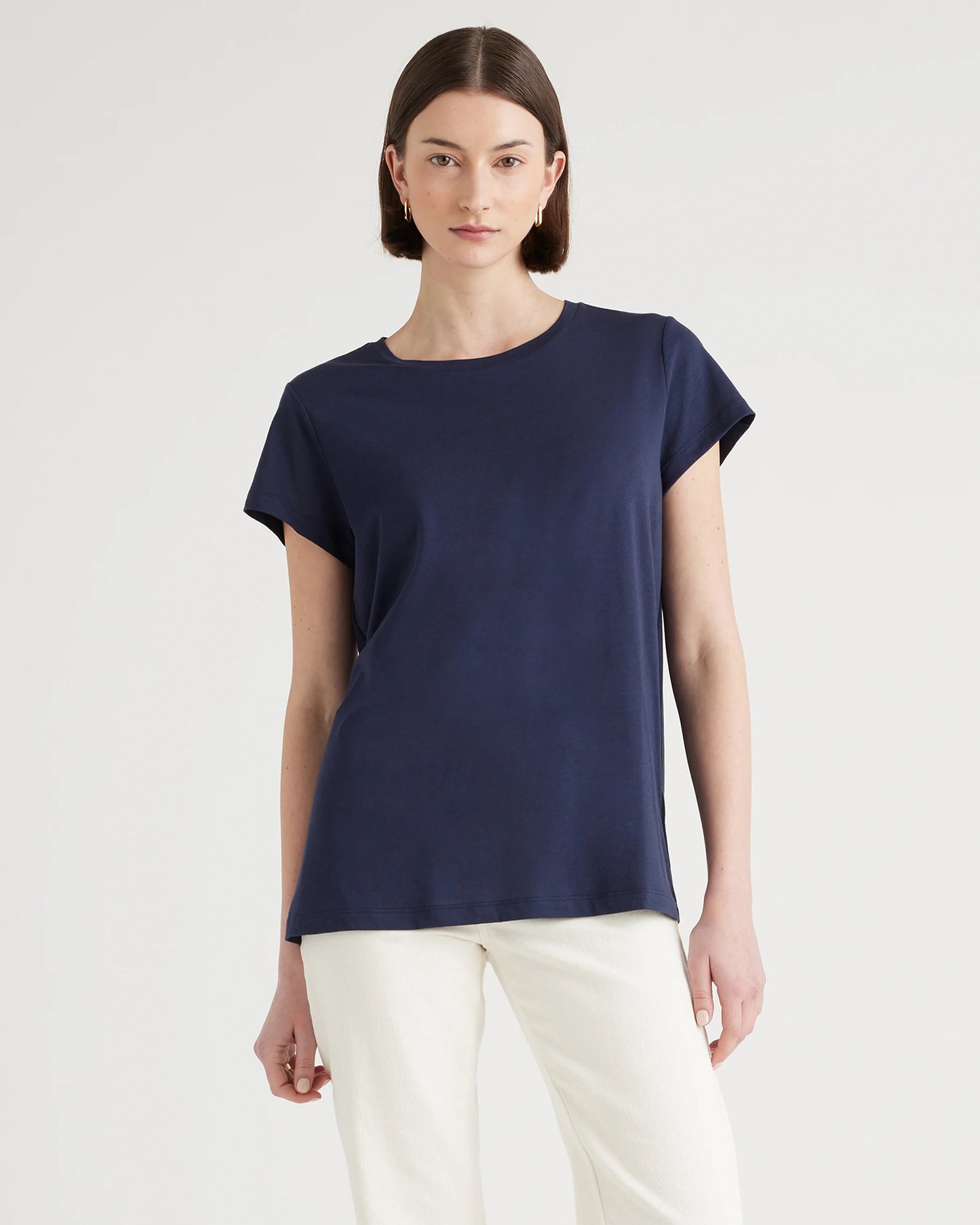 Cotton Modal Crew Neck Swing Tee - XS / White
