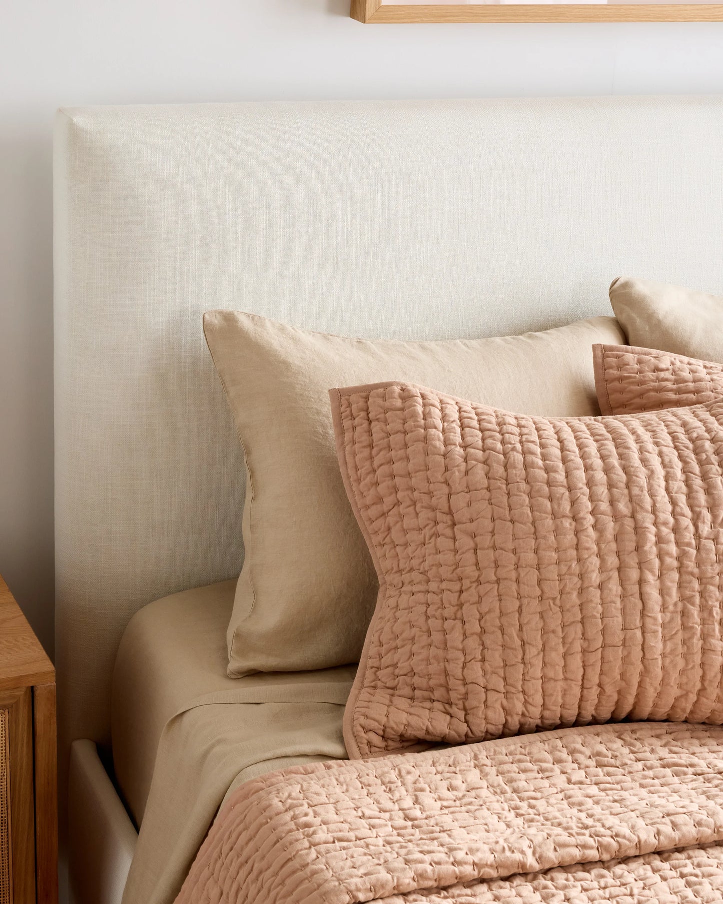 Square Bed in Performance Linen - Full / Ivory