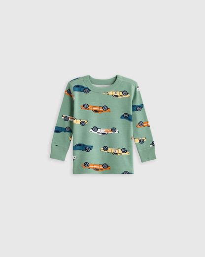 100% Organic Cotton Long Sleeve and Pant Pajama Set - 12-18M / Navy Stripe