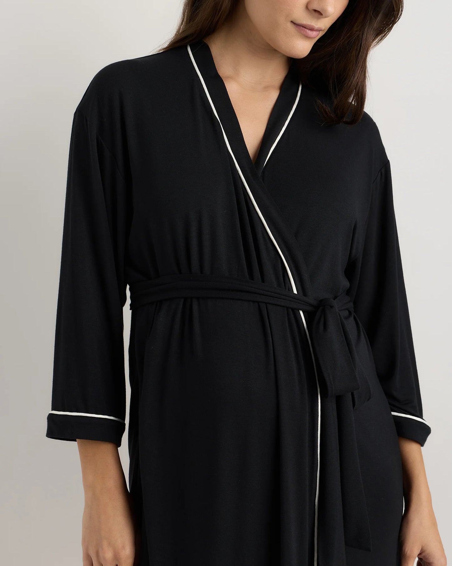 Bamboo Jersey Maternity Robe - XS / Deep Navy