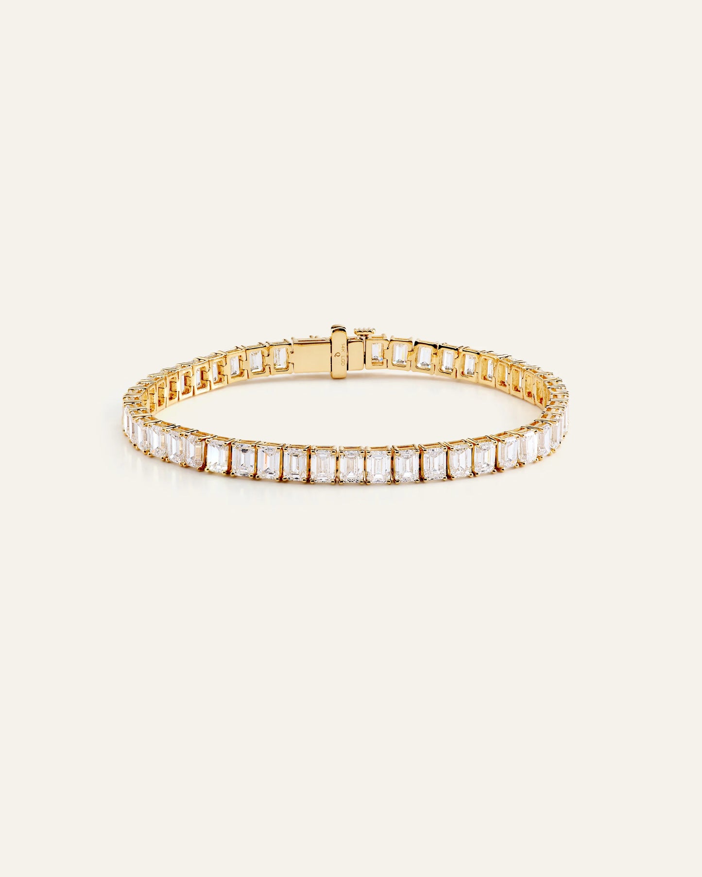 14K Gold Lab Grown Diamond North-South Emerald Tennis Bracelet - 15ctw - 6.5" / Yellow Gold