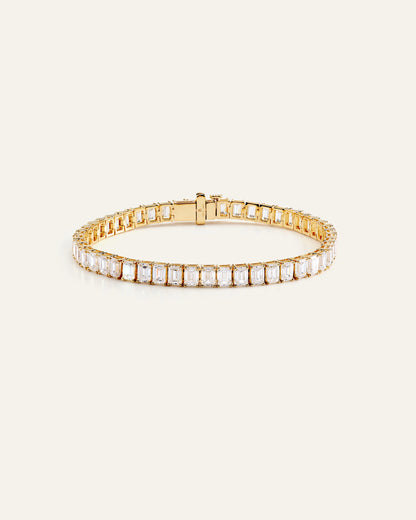 14K Gold Lab Grown Diamond North-South Emerald Tennis Bracelet - 15ctw - 6.5" / Yellow Gold