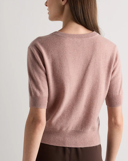 Mongolian Cashmere Short Sleeve Cardigan - XS / Oatmeal