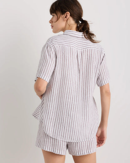 100% European Linen Shorts Pajama Set - XS / French Blue