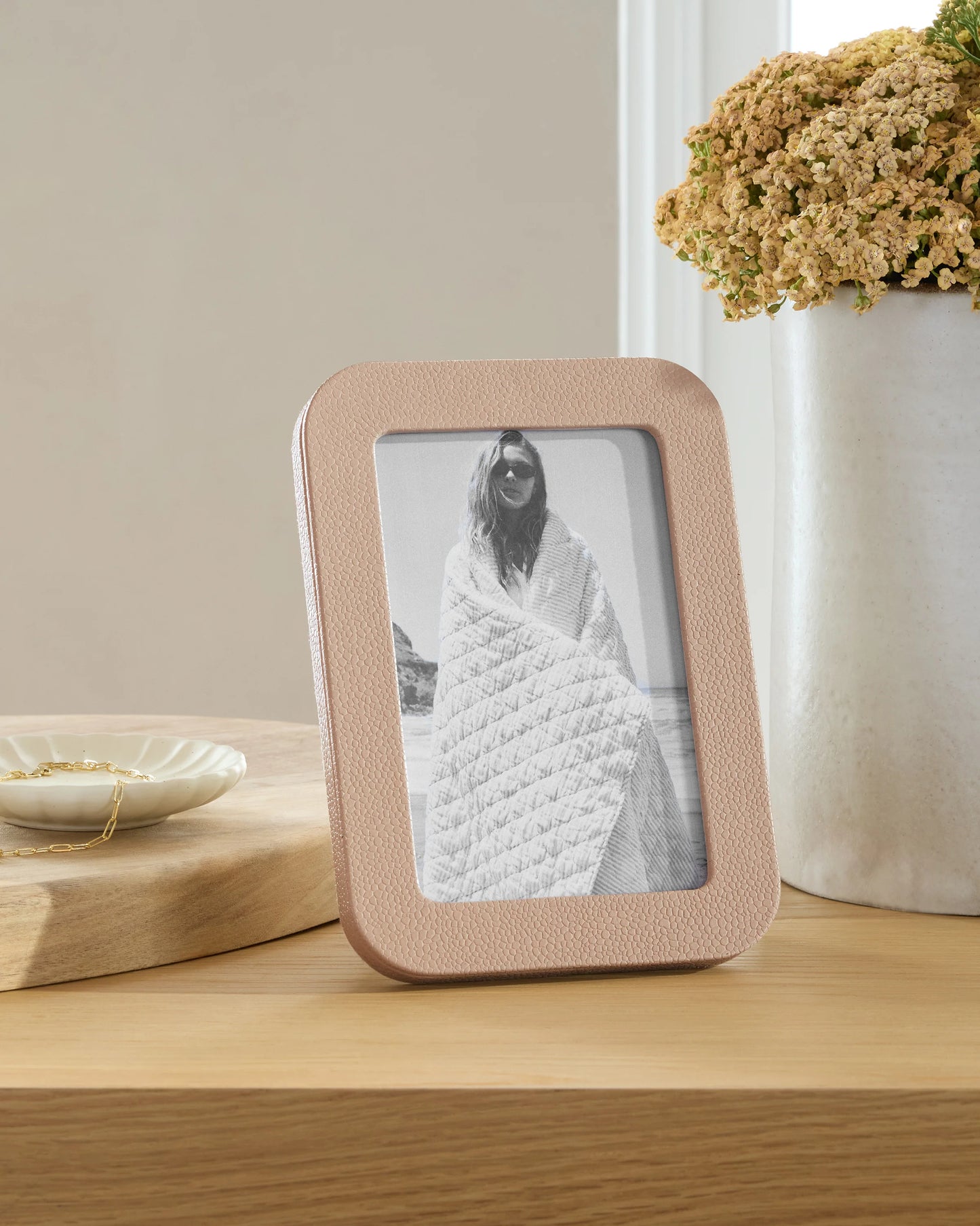 Shagreen Leather Picture Frames - 4x6 photo / Blush