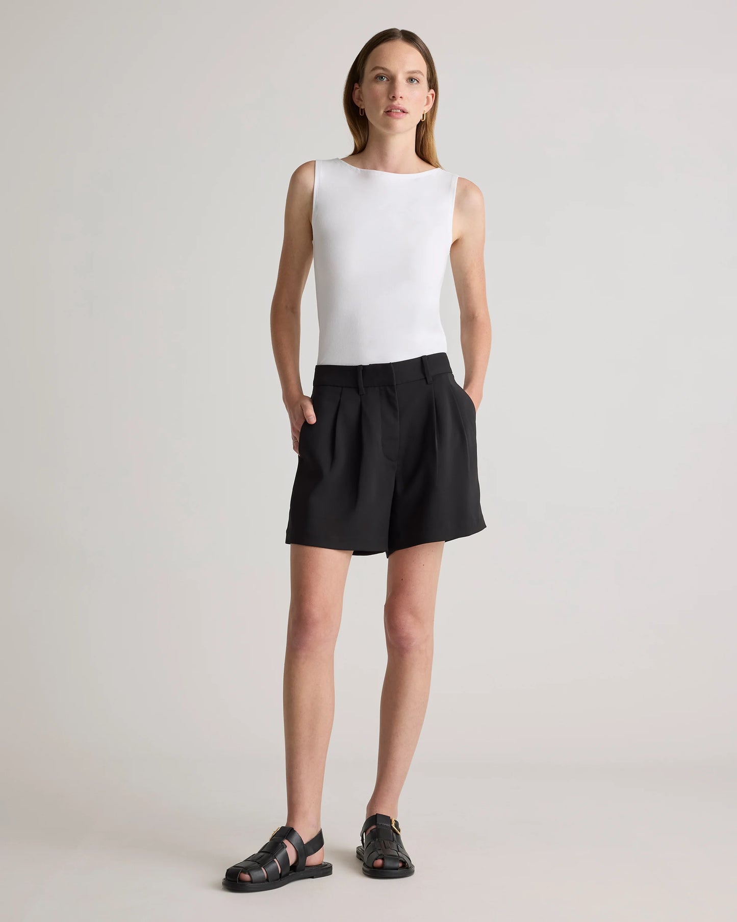 Stretch Cotton Jersey Boat Neck Tank - XS / Heather Grey