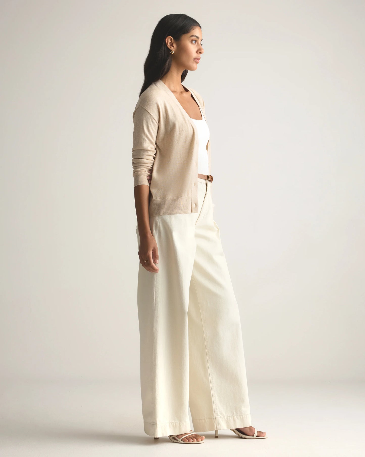 Lightweight Cotton Cashmere Cardigan - XS / Heather Oatmeal